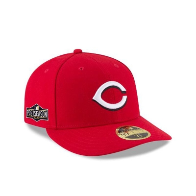 Red Cincinnati Reds Hat - New Era MLB Postseason Side Patch Low Profile 59FIFTY Fitted Caps USA4751680